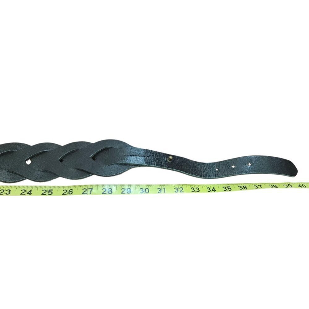 Esprit Women’s Black Buffalo Leather Braided Belt Size M Vintage Style Ring Buck - Picture 9 of 9